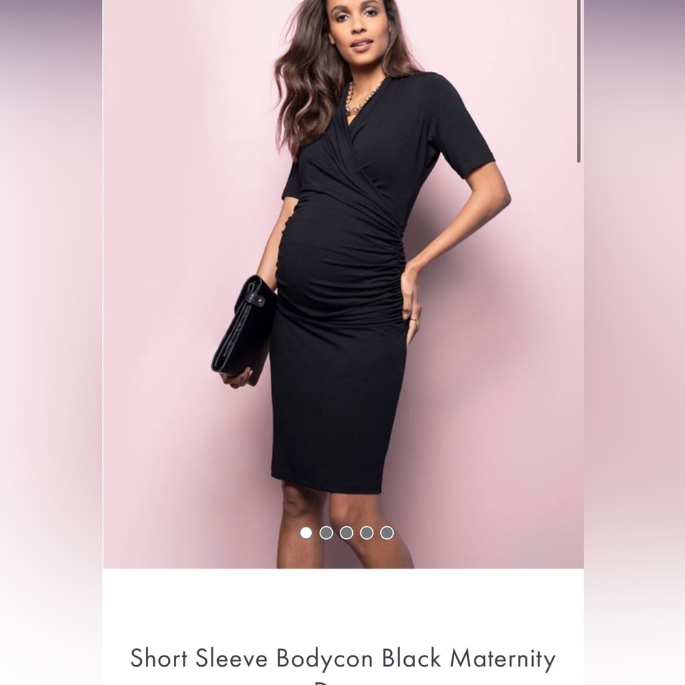 Short Sleeve Bodycon Black Seraphine Maternity & Nursing Dress